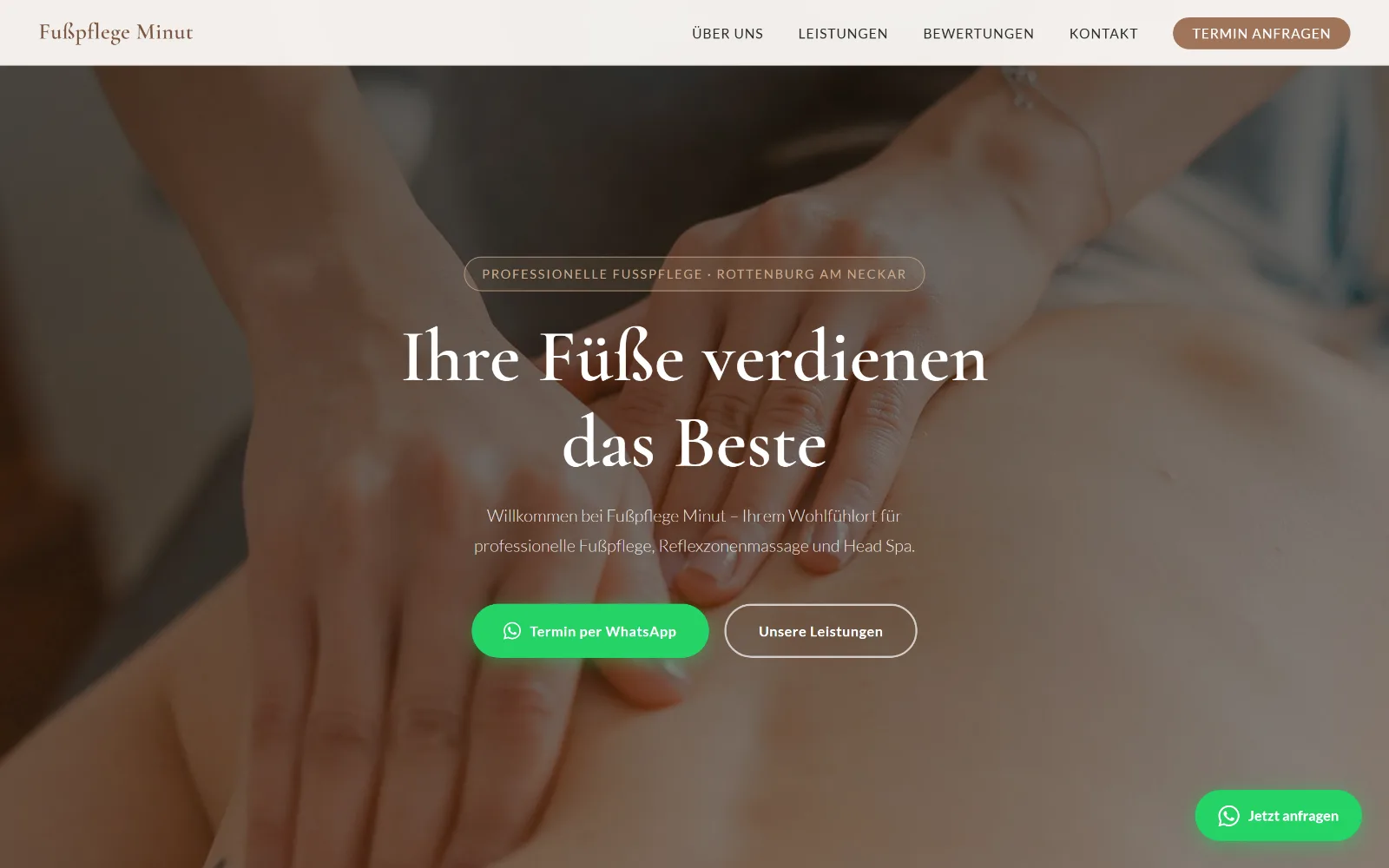 Fußpflege Minut: site de prezentare pentru salon de wellness din Germania