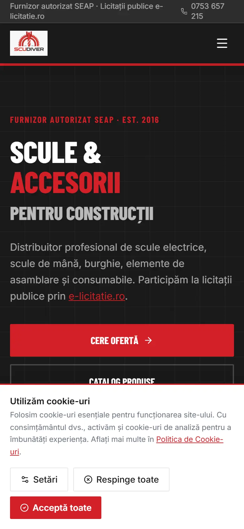 ScuDiver: platformă de catalog și ofertare pentru licitații publice, versiune mobil